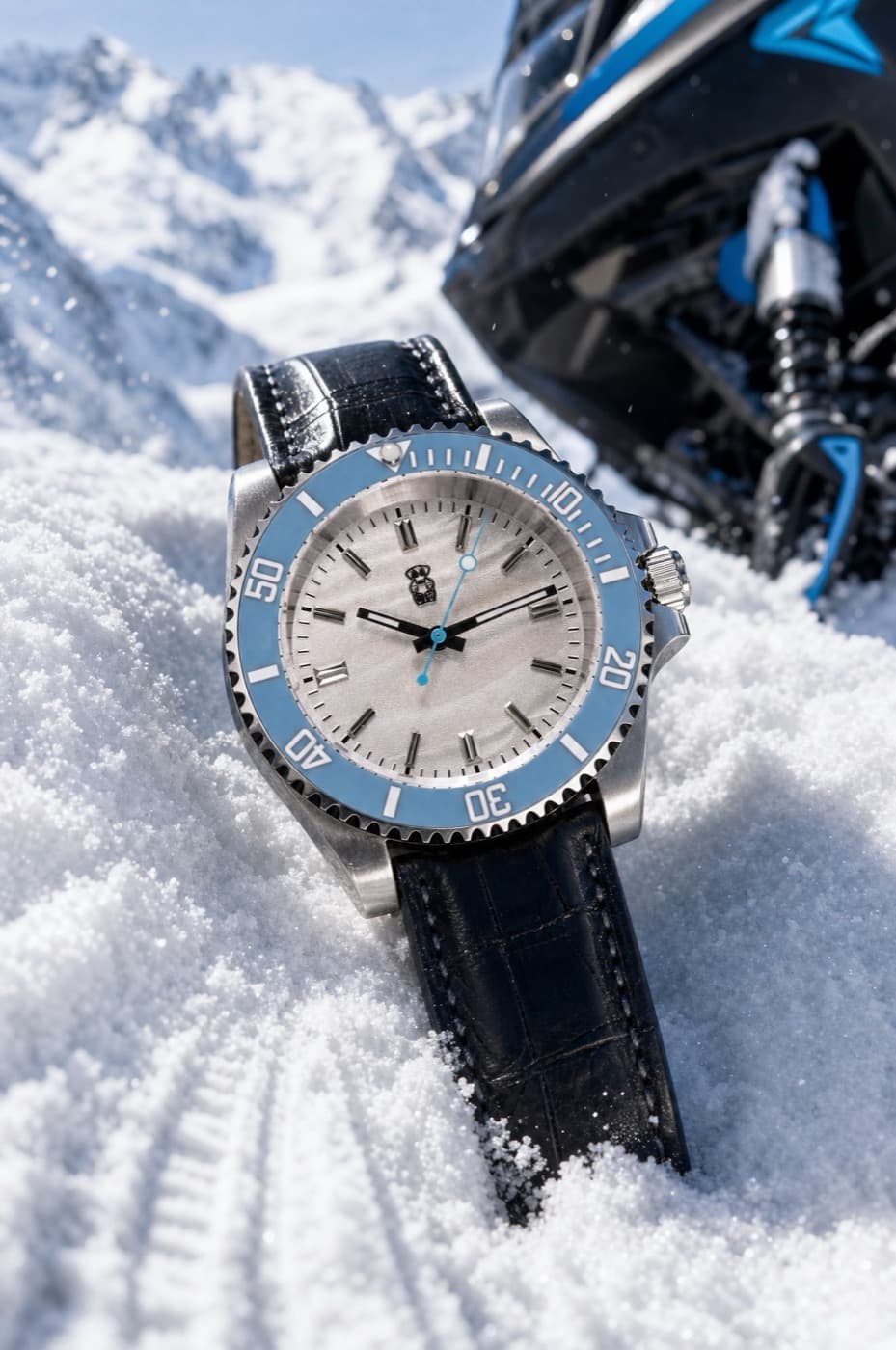Dive watch staged on snow